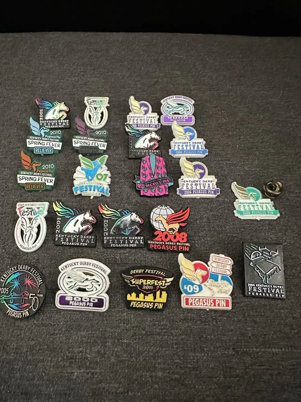 Kentucky Derby Festival Pegasus Pin Lot 2001-2010 Louisville KY KDF 22 Pins